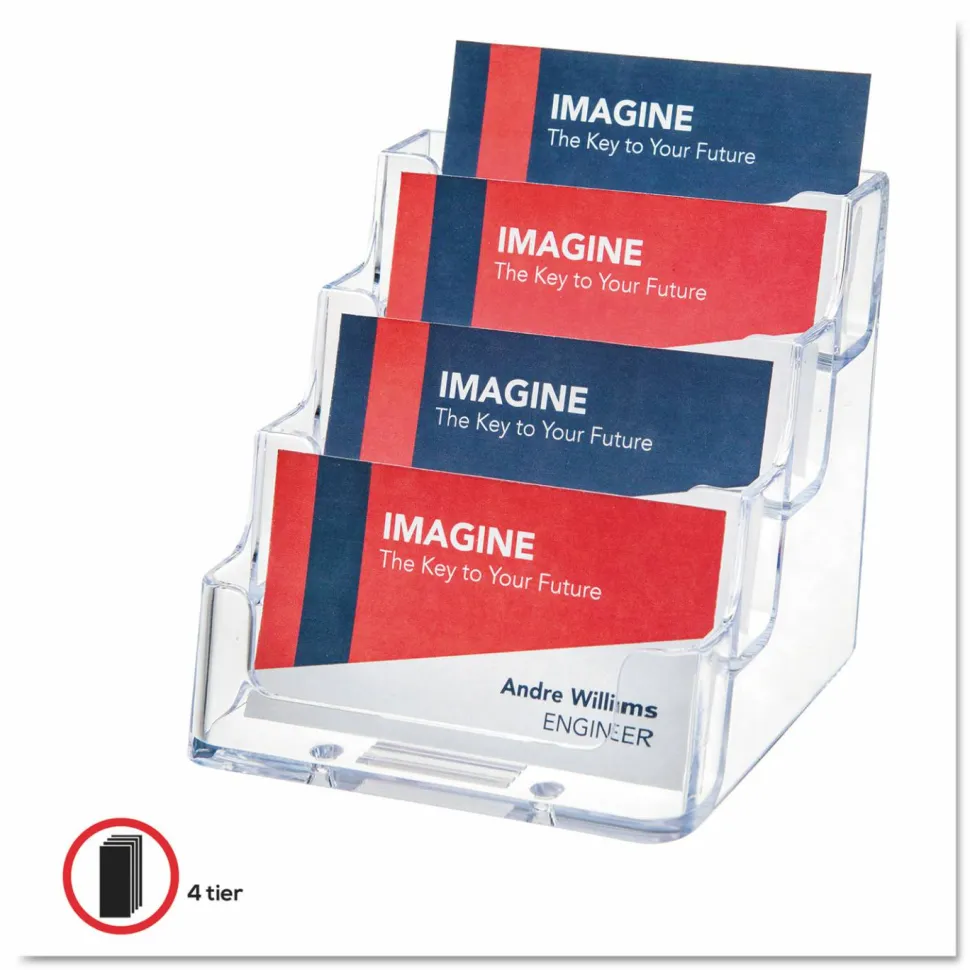 Deflecto 4-Compartment Desktop Business Card Holder