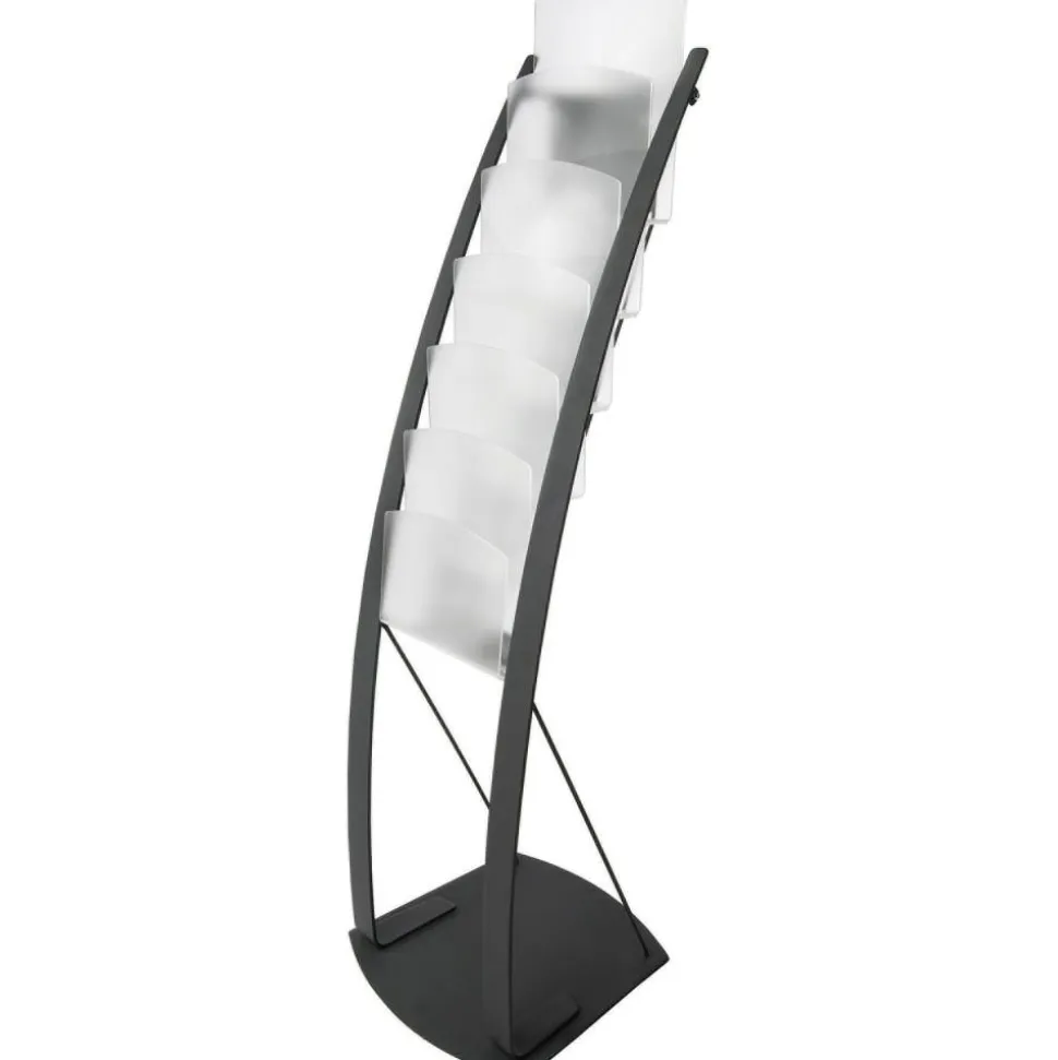 Deflect-O Contemporary 6-Pocket Literature Floor Display, 49"H x 13"W x 16 1/2"D, Black