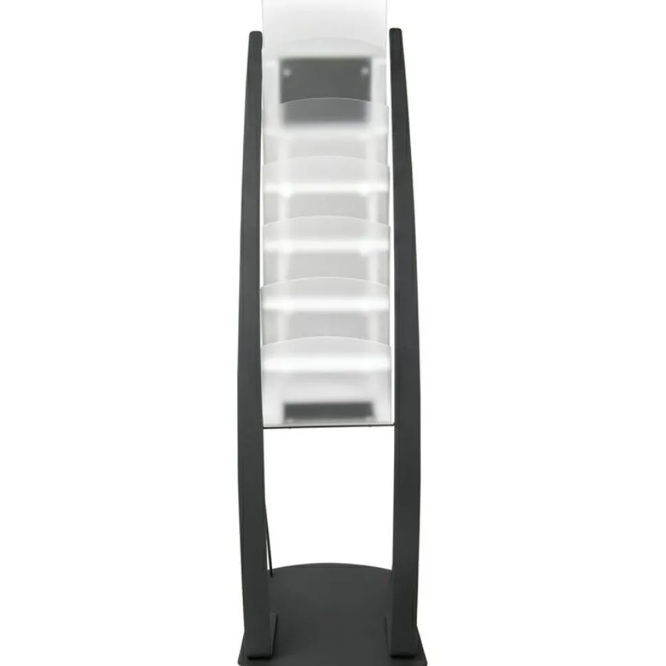Deflect-O Contemporary 6-Pocket Literature Floor Display, 49"H x 13"W x 16 1/2"D, Black