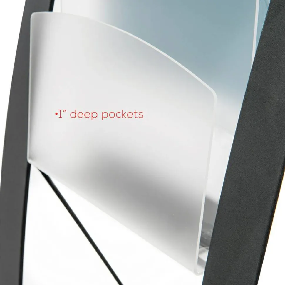 Deflect-O Contemporary 6-Pocket Literature Floor Display, 49"H x 13"W x 16 1/2"D, Black