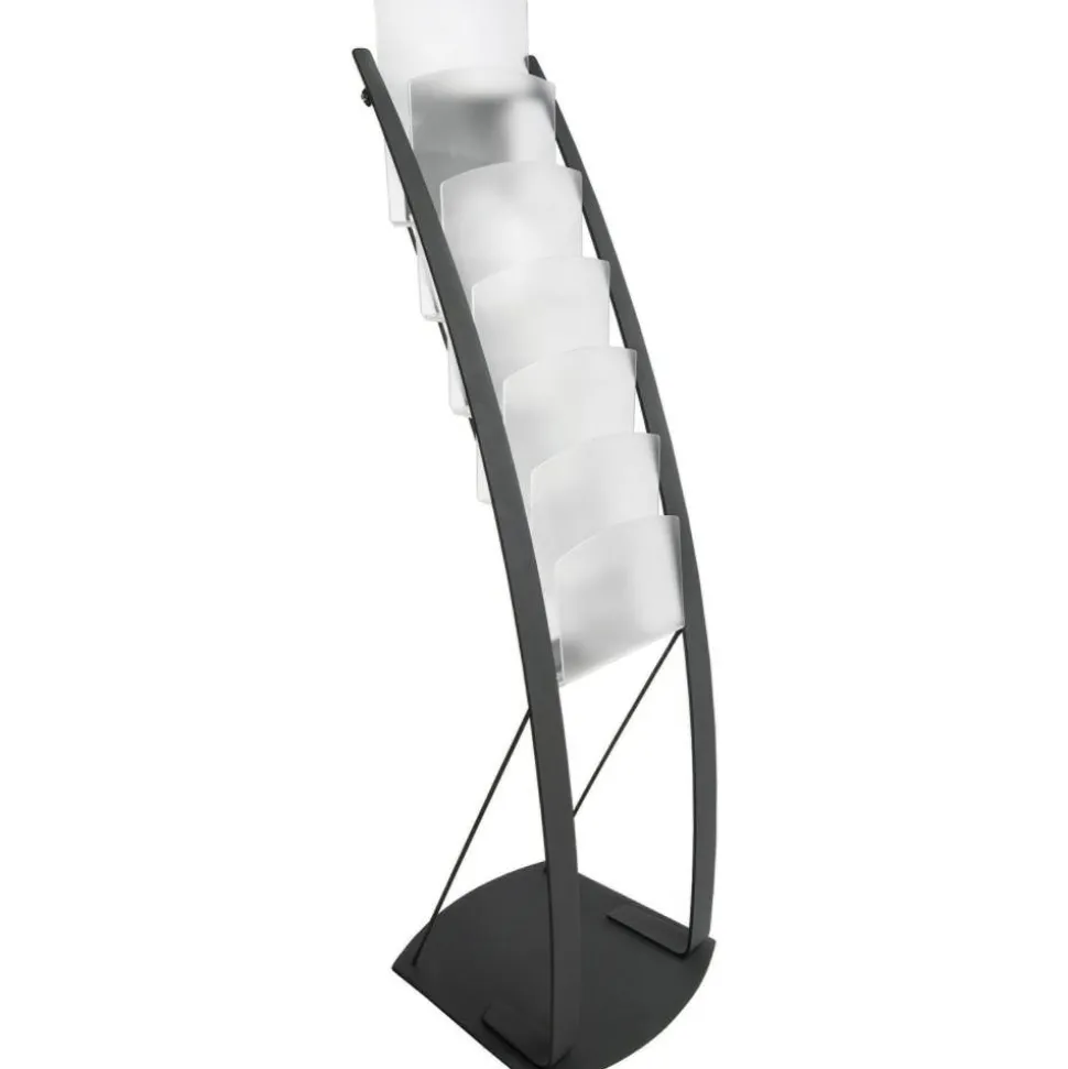 Deflect-O Contemporary 6-Pocket Literature Floor Display, 49"H x 13"W x 16 1/2"D, Black