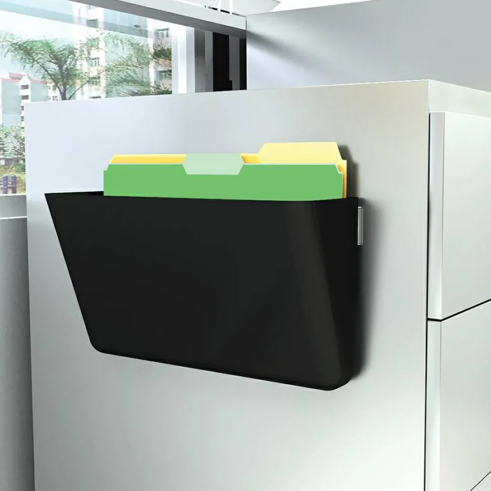 Deflecto DocuPocket Letter Size Wall File, 7"H x 13"W x 4"D, 50% Recycled, Black