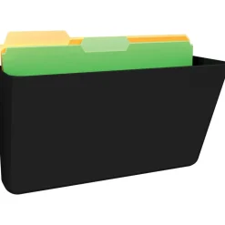 Deflecto DocuPocket Letter Size Wall File, 7"H x 13"W x 4"D, 50% Recycled, Black