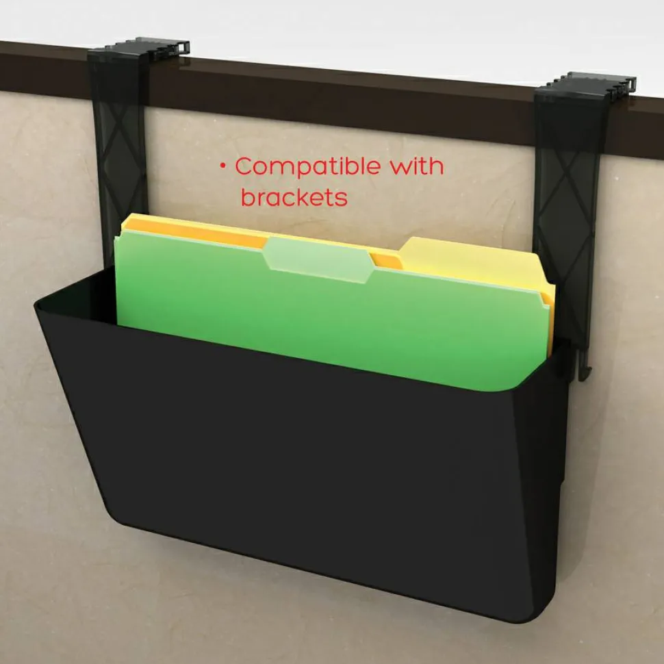 Deflecto DocuPocket Letter Size Wall File, 7"H x 13"W x 4"D, 50% Recycled, Black