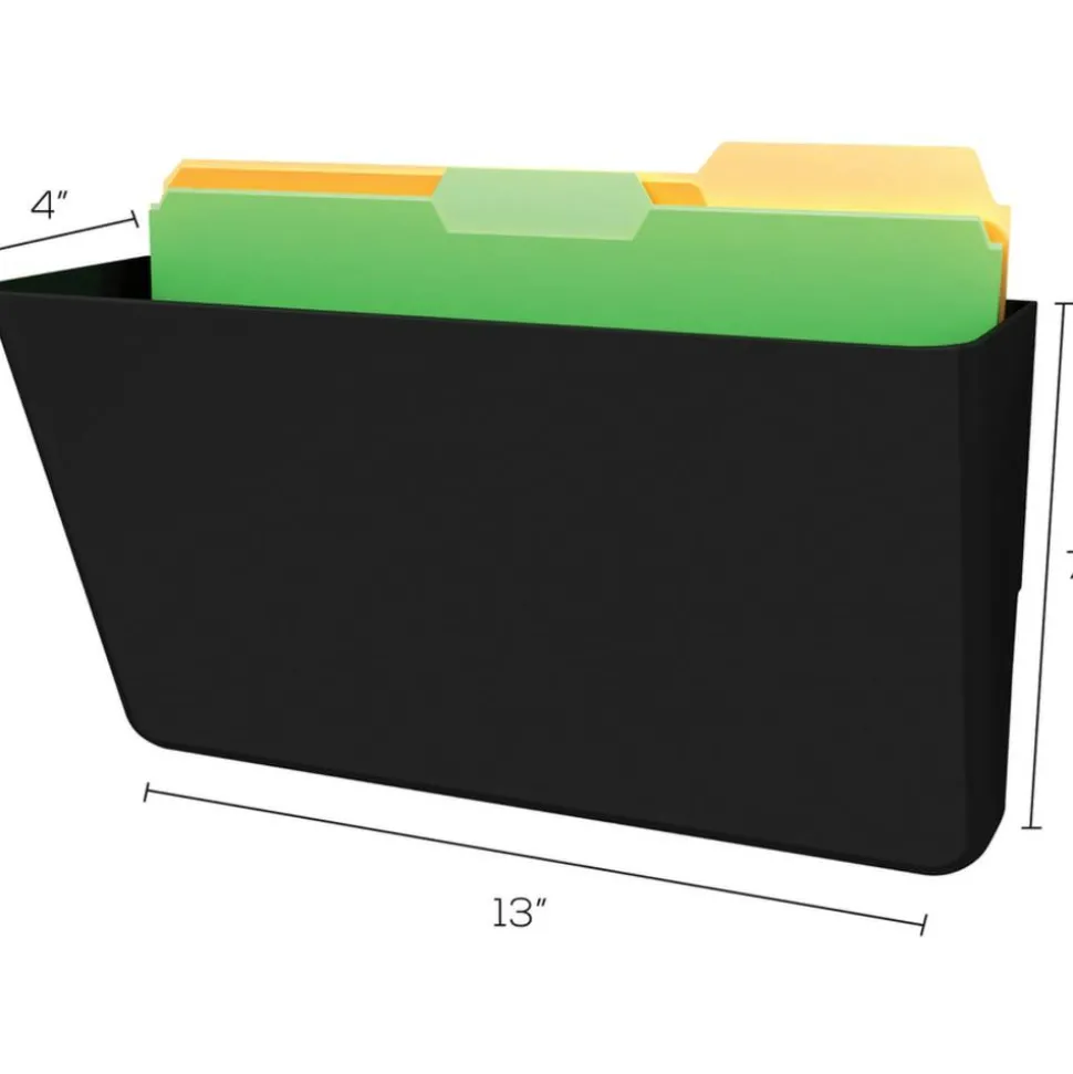 Deflecto DocuPocket Letter Size Wall File, 7"H x 13"W x 4"D, 50% Recycled, Black
