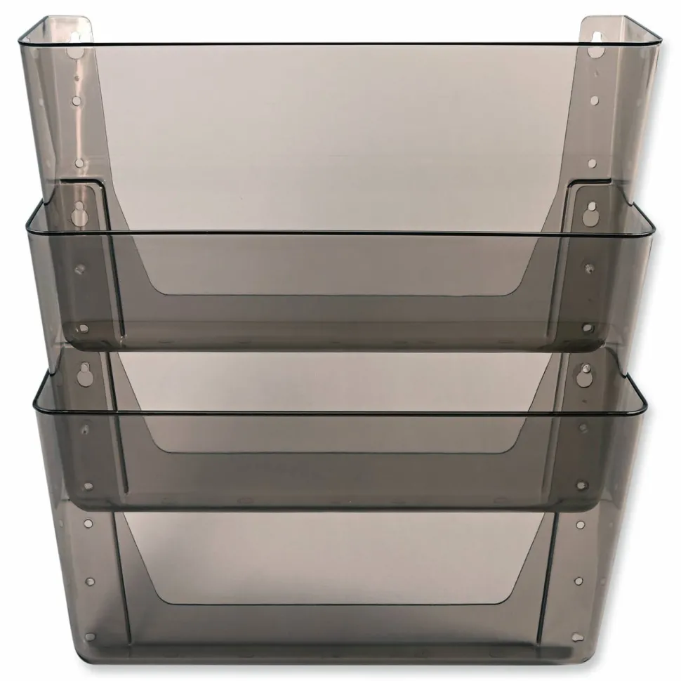 deflecto DocuPocket Three-Pocket File Partition Set, 3 Sections, Letter Size, 13" x 7" x 20", Smoke, 3/Set