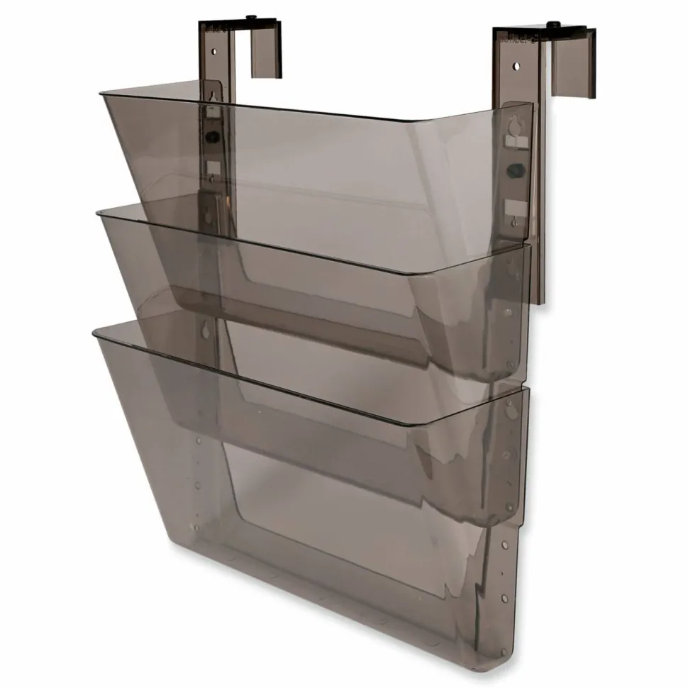 deflecto DocuPocket Three-Pocket File Partition Set, 3 Sections, Letter Size, 13" x 7" x 20", Smoke, 3/Set