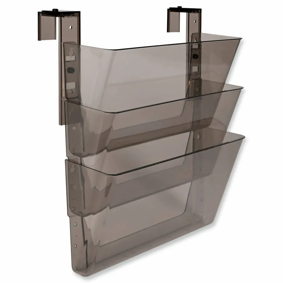 deflecto DocuPocket Three-Pocket File Partition Set, 3 Sections, Letter Size, 13" x 7" x 20", Smoke, 3/Set