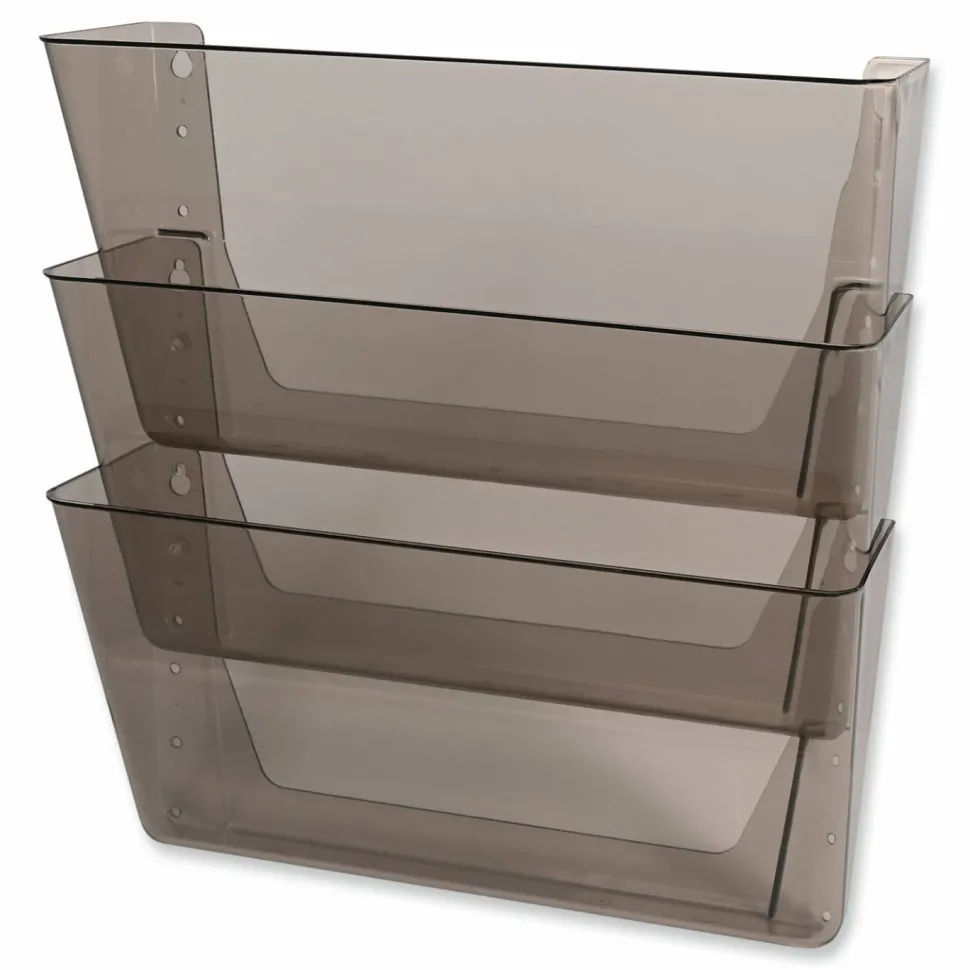 deflecto DocuPocket Three-Pocket File Partition Set, 3 Sections, Letter Size, 13" x 7" x 20", Smoke, 3/Set