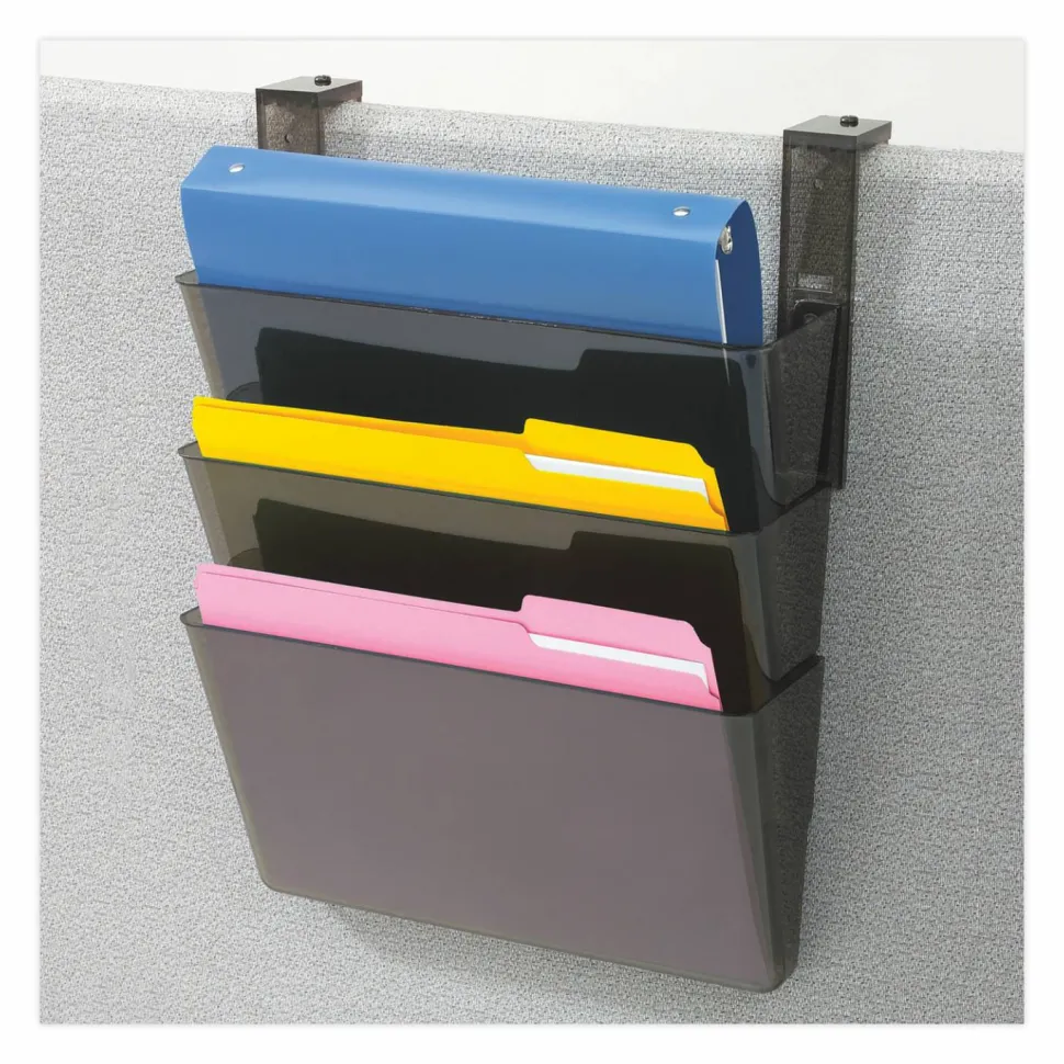 deflecto DocuPocket Three-Pocket File Partition Set, 3 Sections, Letter Size, 13" x 7" x 20", Smoke, 3/Set