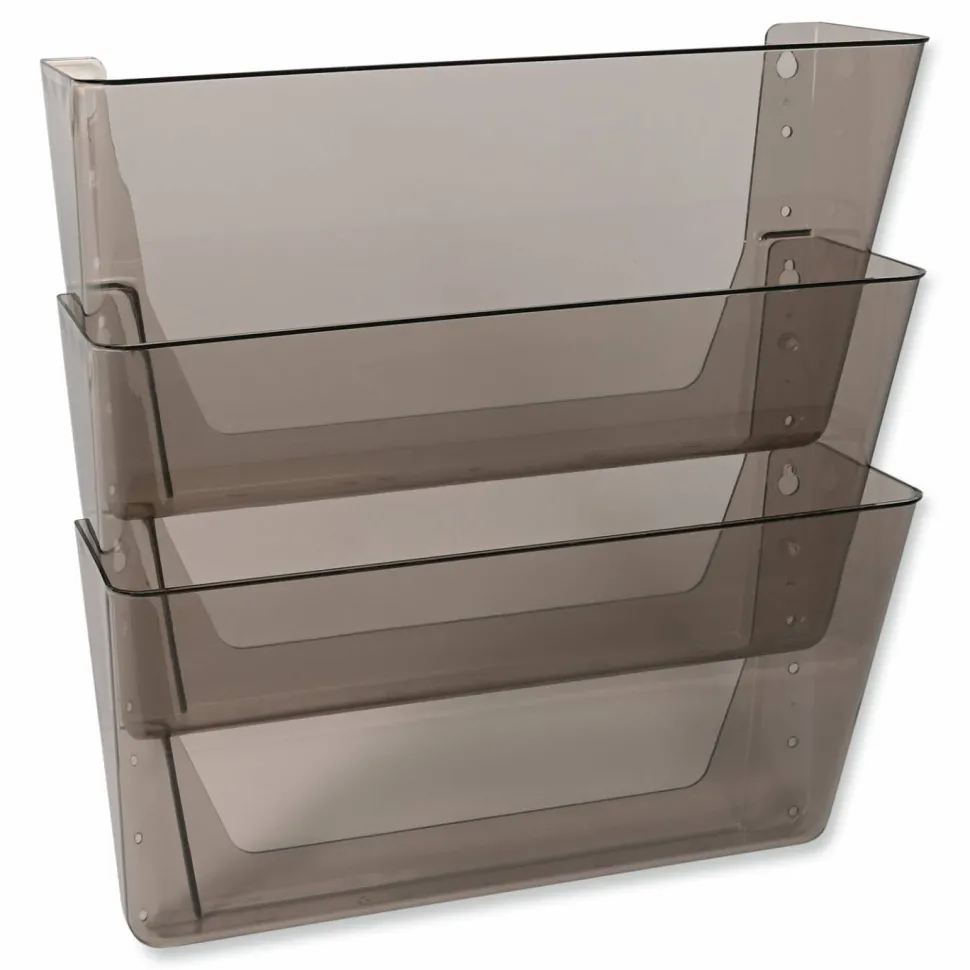 deflecto DocuPocket Three-Pocket File Partition Set, 3 Sections, Letter Size, 13" x 7" x 20", Smoke, 3/Set