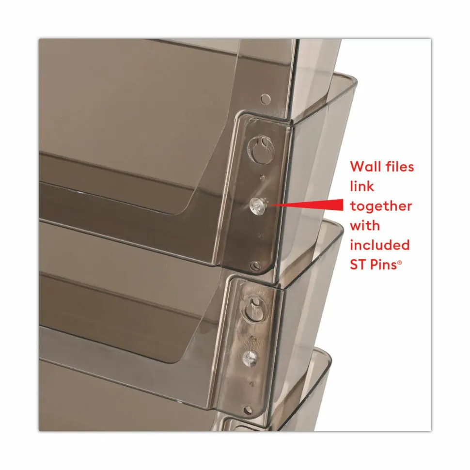 deflecto DocuPocket Three-Pocket File Partition Set, 3 Sections, Letter Size, 13" x 7" x 20", Smoke, 3/Set