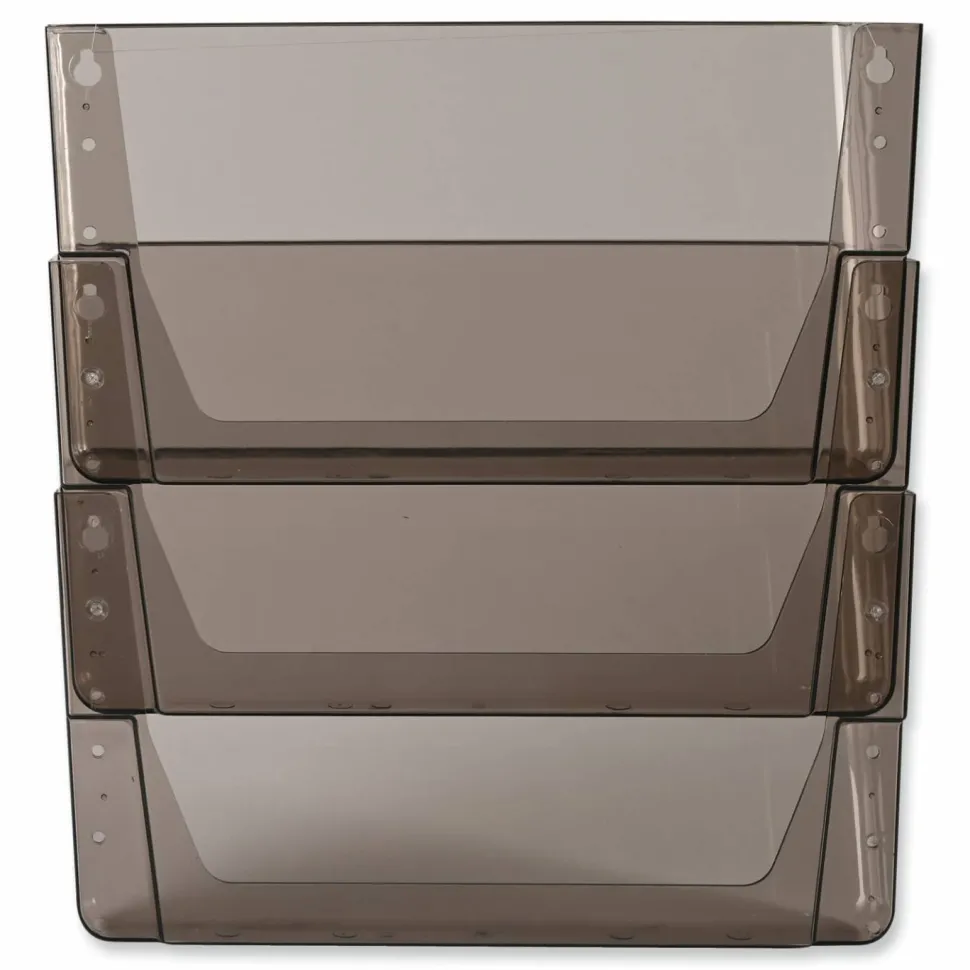 deflecto DocuPocket Three-Pocket File Partition Set, 3 Sections, Letter Size, 13" x 7" x 20", Smoke, 3/Set