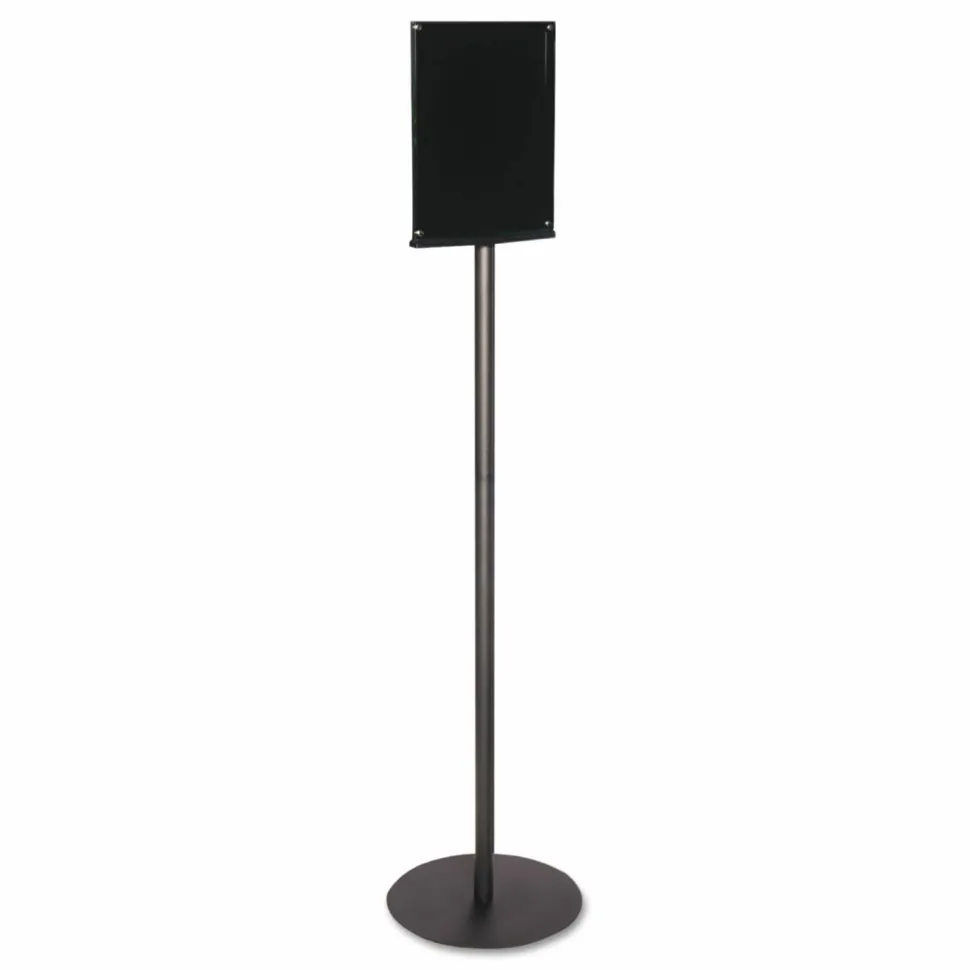 Deflecto Double-Sided Sign Stand, 56"H x 12 9/10"W x 12 9/10"D, Black