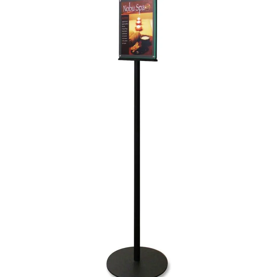 Deflecto Double-Sided Sign Stand, 56"H x 12 9/10"W x 12 9/10"D, Black