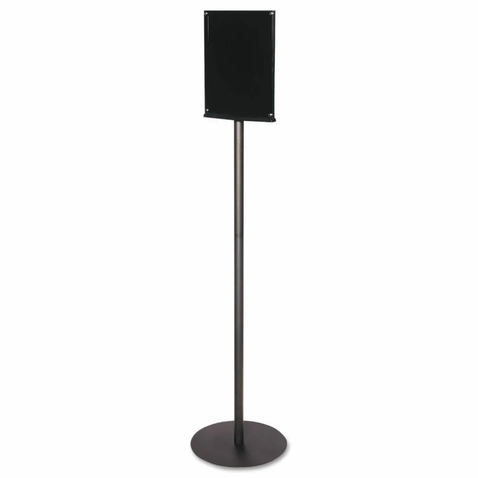Deflecto Double-Sided Sign Stand, 56"H x 12 9/10"W x 12 9/10"D, Black
