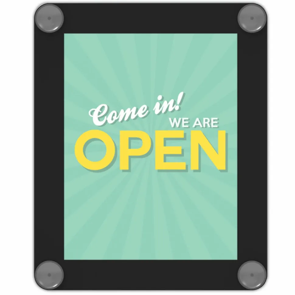 deflecto Double-sided Window Display Sign - Come in, we're open Print/Message - 8.5"x 11" - Rectangular Shape - 899102