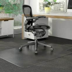 Deflecto DurMat for Carpet - Carpeted Floor - 60" Length x 46" Width - Lip Size 12" Length x 25" Width - Vinyl - Clear