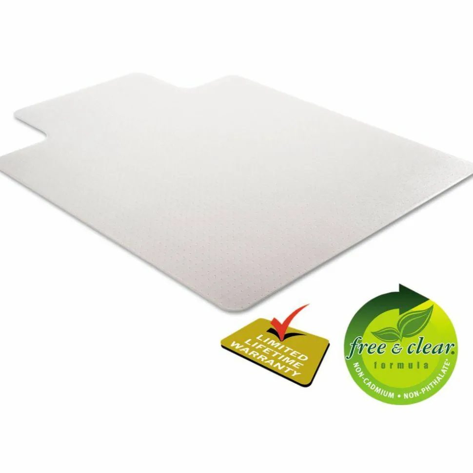 Deflecto DurMat for Carpet - Carpeted Floor - 60" Length x 46" Width - Lip Size 12" Length x 25" Width - Vinyl - Clear