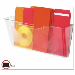 deflecto Euro-Style DocuPocket Landscape Wall File, Larger Files/Tabloid Size, 15" x 4" x 6.63", Clear