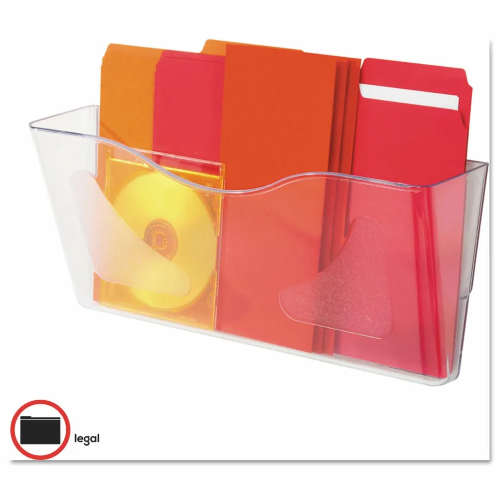 deflecto Euro-Style DocuPocket Landscape Wall File, Larger Files/Tabloid Size, 15" x 4" x 6.63", Clear