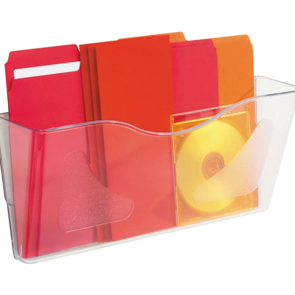 deflecto Euro-Style DocuPocket Landscape Wall File, Larger Files/Tabloid Size, 15" x 4" x 6.63", Clear