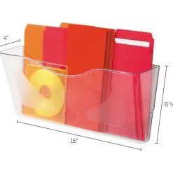 deflecto Euro-Style DocuPocket Landscape Wall File, Larger Files/Tabloid Size, 15
