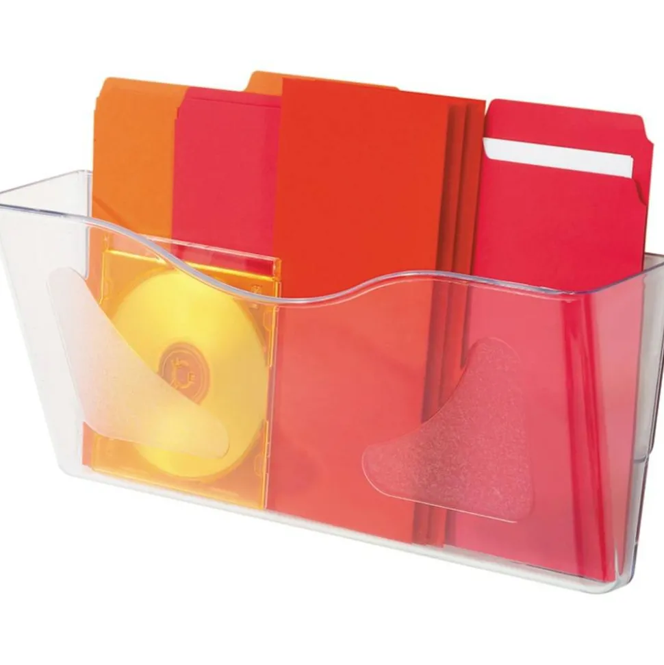 deflecto Euro-Style DocuPocket Landscape Wall File, Larger Files/Tabloid Size, 15" x 4" x 6.63", Clear