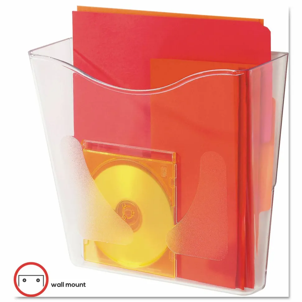 deflecto Euro-Style DocuPocketPortrait Wall File, A4/Legal/Letter/Magazine/Portfolio Size, 10.25" x 4" x 10", Clear