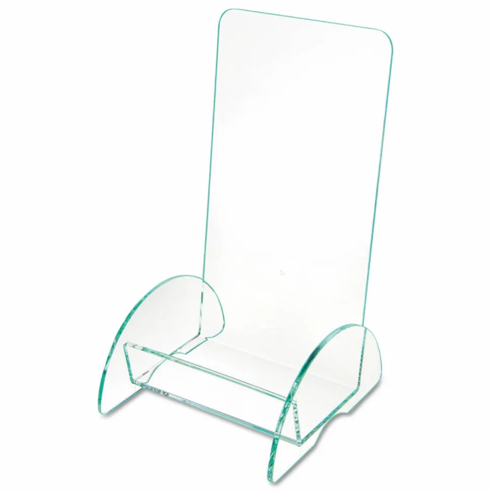 Deflecto Euro-Style Leaflet DocuHolder, 8"H x 4 1/2"W x 3 3/4"D, Clear/Green