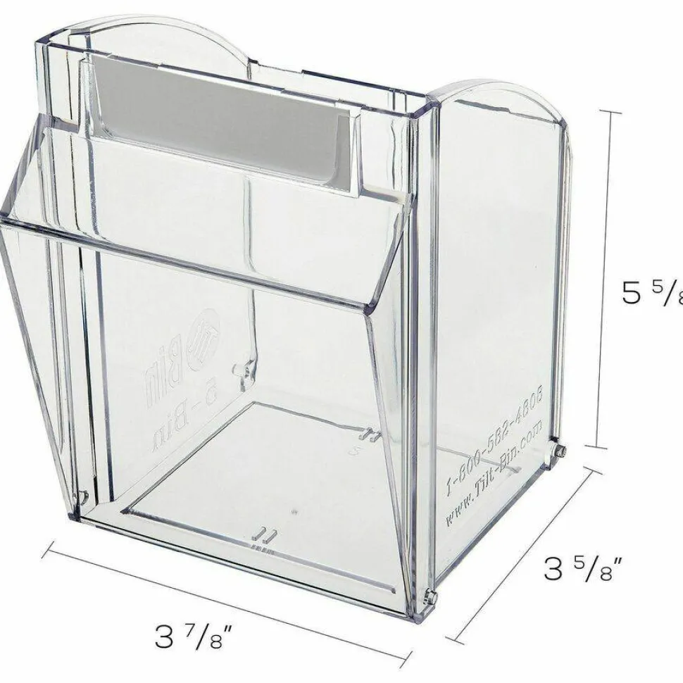 Deflecto Interlocking Horizontal Tilt Bin, 5 Bins, Small Size, 5 1/4" x 23 5/8" x 6 1/2", Black/Clear