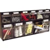 Deflecto Interlocking Horizontal Tilt Bin, 6 Bins, Small Size, 4 1/2" x 23 5/8" x 3 5/8", Black/Clear