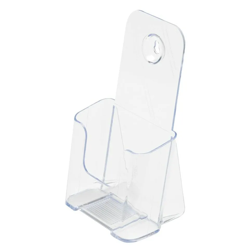 Deflecto Literature DocuHolder, Brochure/Leaflet Size, 7 3/4"H x 4 1/4"W x 3 1/4"D, Clear
