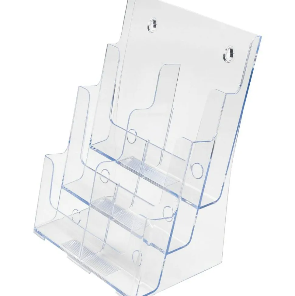 deflecto Multi-Compartment DocuHolder, Leaflet Size, 9.63w x 6.25d x 12.63h, Clear