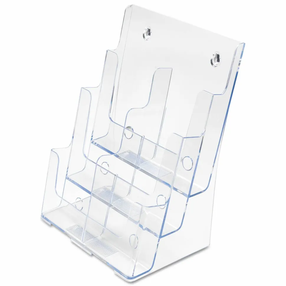 deflecto Multi-Compartment DocuHolder, Leaflet Size, 9.63w x 6.25d x 12.63h, Clear