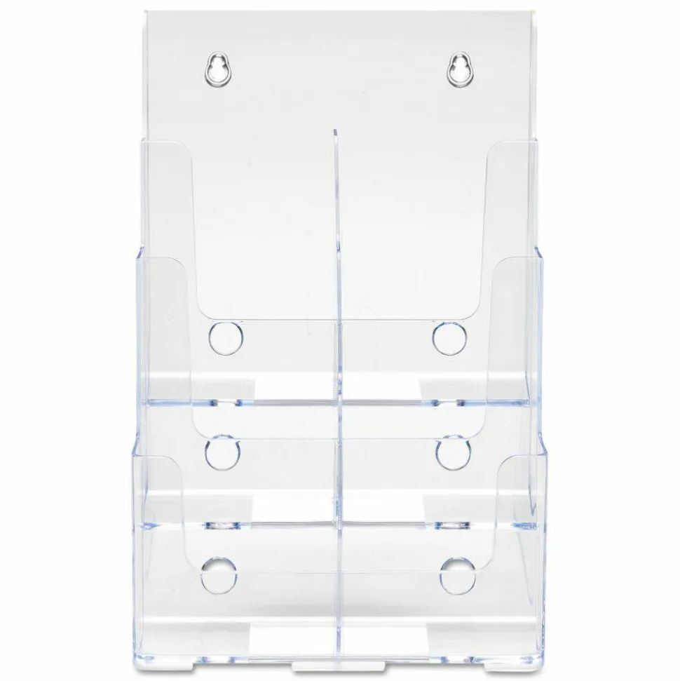 deflecto Multi-Compartment DocuHolder, Leaflet Size, 9.63w x 6.25d x 12.63h, Clear