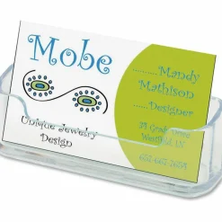 Deflecto Single-Compartment Business Card Holder, 50-Card Capacity, Clear