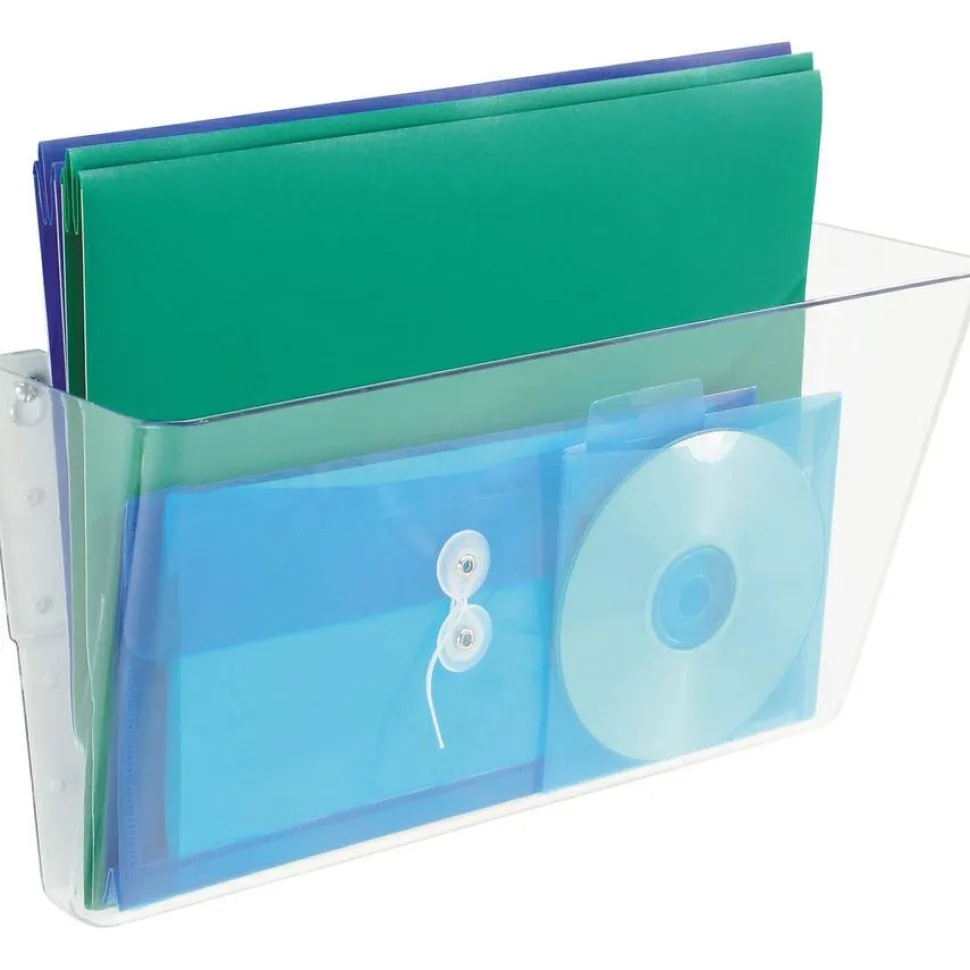 deflecto Single Unit Stackable DocuPockets, 1 Compartment(s), 7"H x 16.3"W x 4"D, Wall Mountable, Clear, 1Each