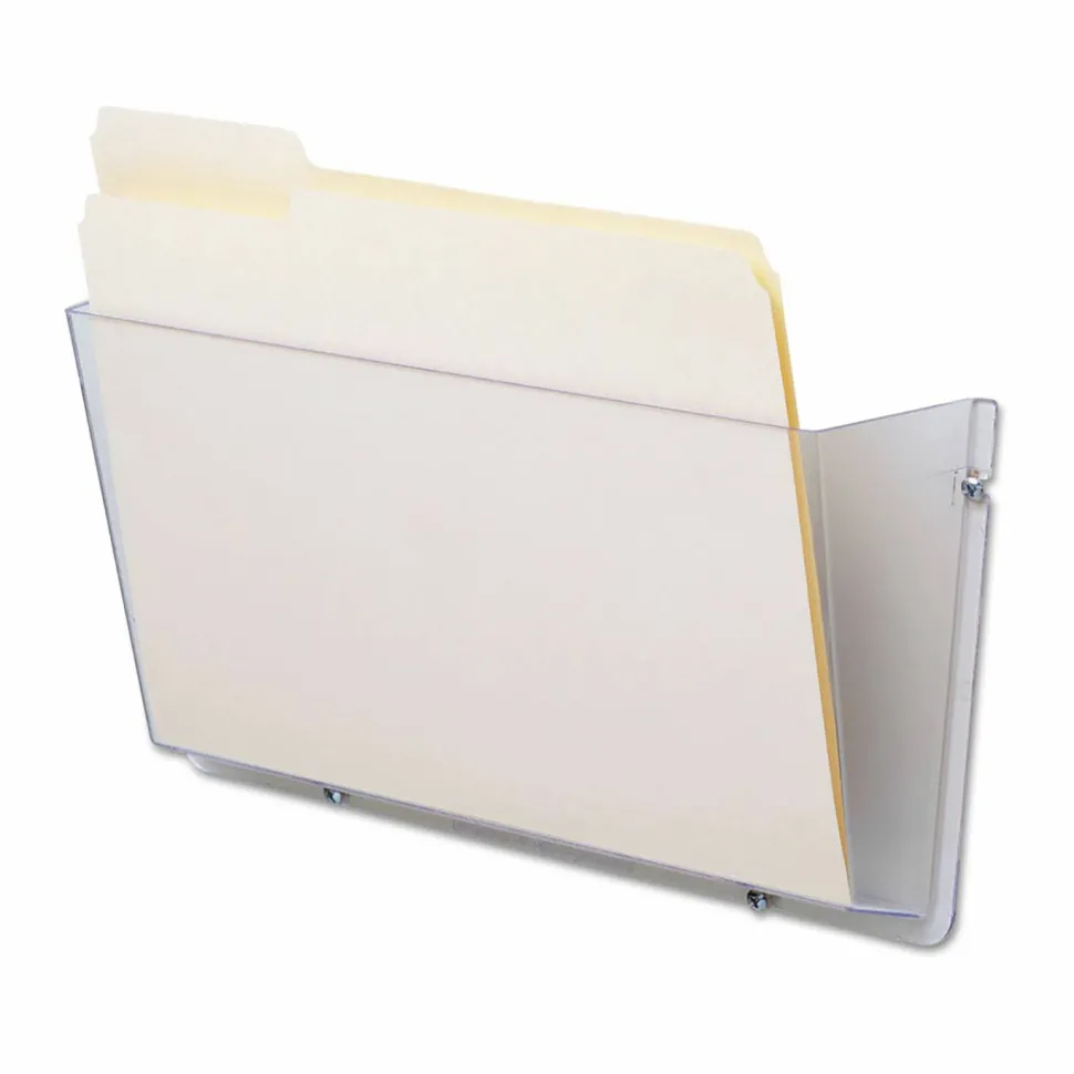 Deflecto Single Wall Pocket, Letter Size, 6 1/2"H x 14 1/2"W x 3"D, Clear