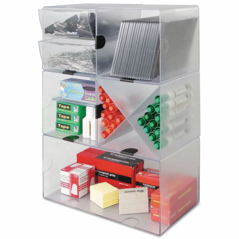 Deflecto Stackable Cube, 6"H x 6"W x 6"D, Clear