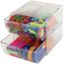 Deflecto Stackable Cube With 4 Drawers, 6