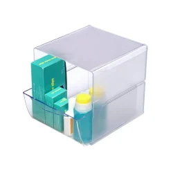 Deflecto Stackable Cube With 1 Drawer, 6"H x 6"W x 6"D, Clear