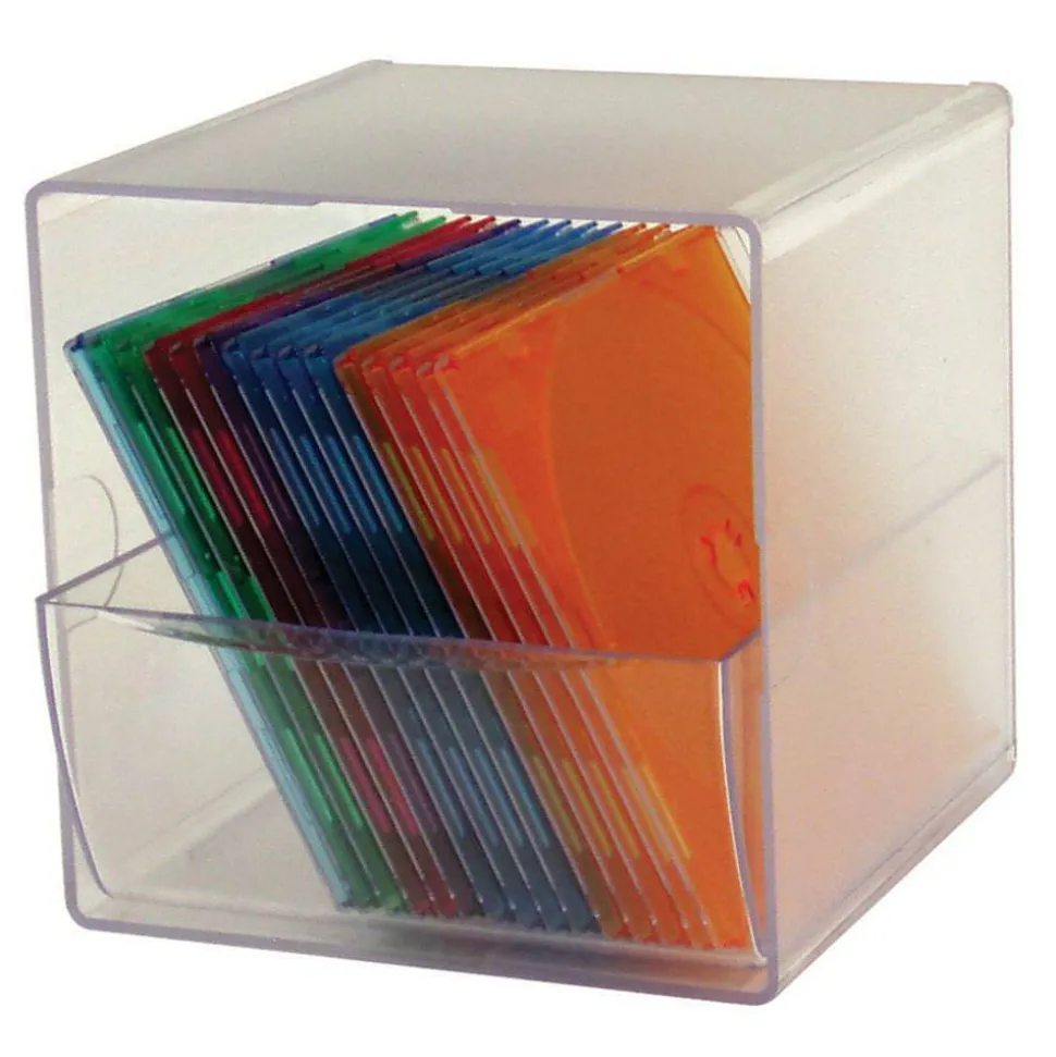 Deflecto Stackable Cube With 1 Drawer, 6"H x 6"W x 6"D, Clear