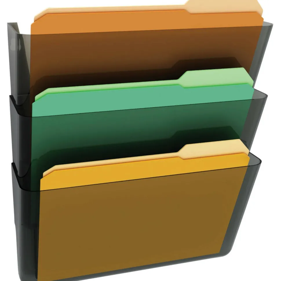 Deflecto Stackable Wall File Pocket, 3 Pack, Smoke