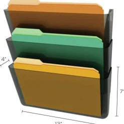 Deflecto Stackable Wall File Pocket, 3 Pack, Smoke