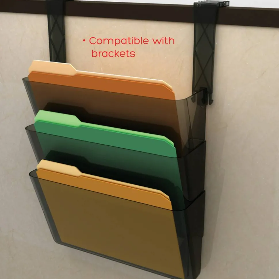 Deflecto Stackable Wall File Pocket, 3 Pack, Smoke