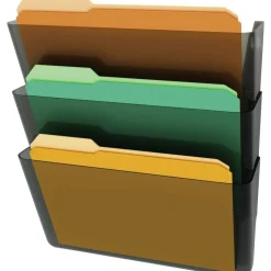 Deflecto Stackable Wall File Pocket, 3 Pack, Smoke