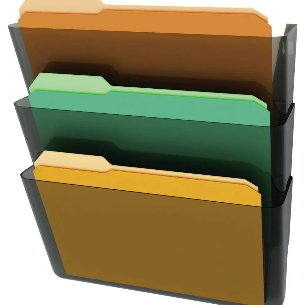 Deflecto Stackable Wall File Pocket, 3 Pack, Smoke