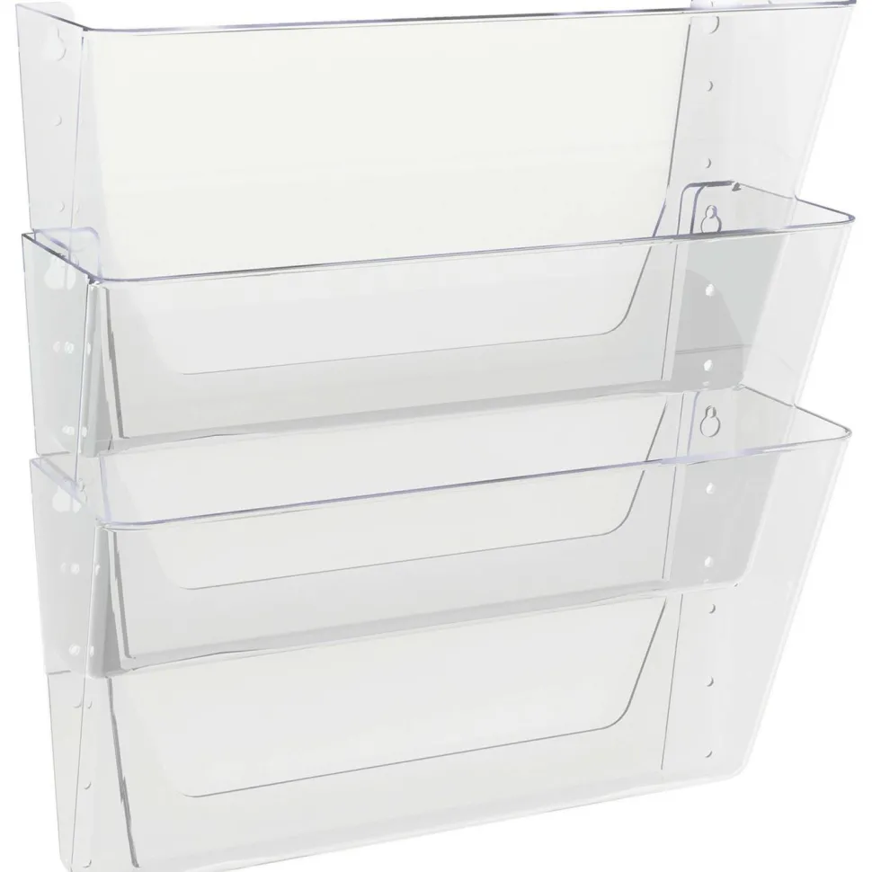 Deflecto Stackable Wall Pocket File, 3 Pack, Clear