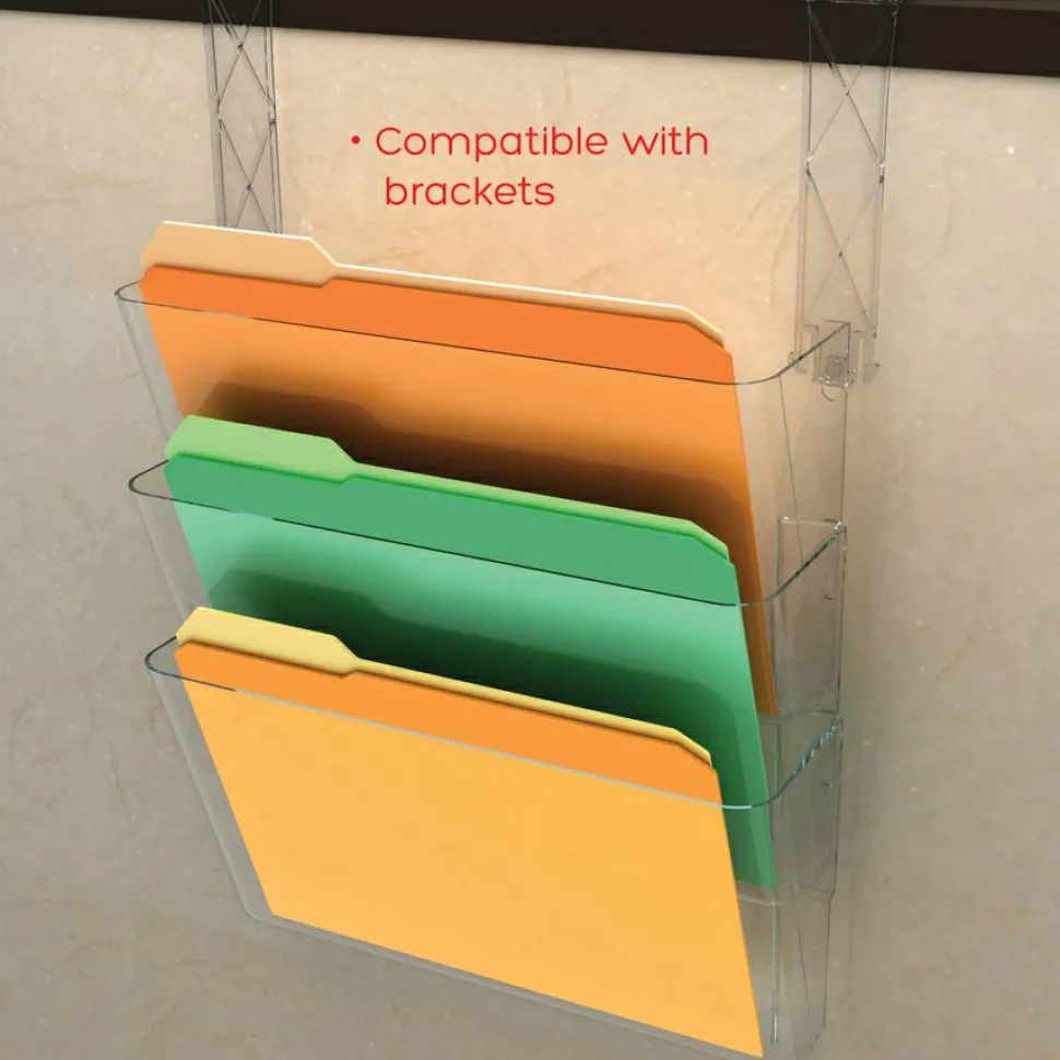 Deflecto Stackable Wall Pocket File, 3 Pack, Clear